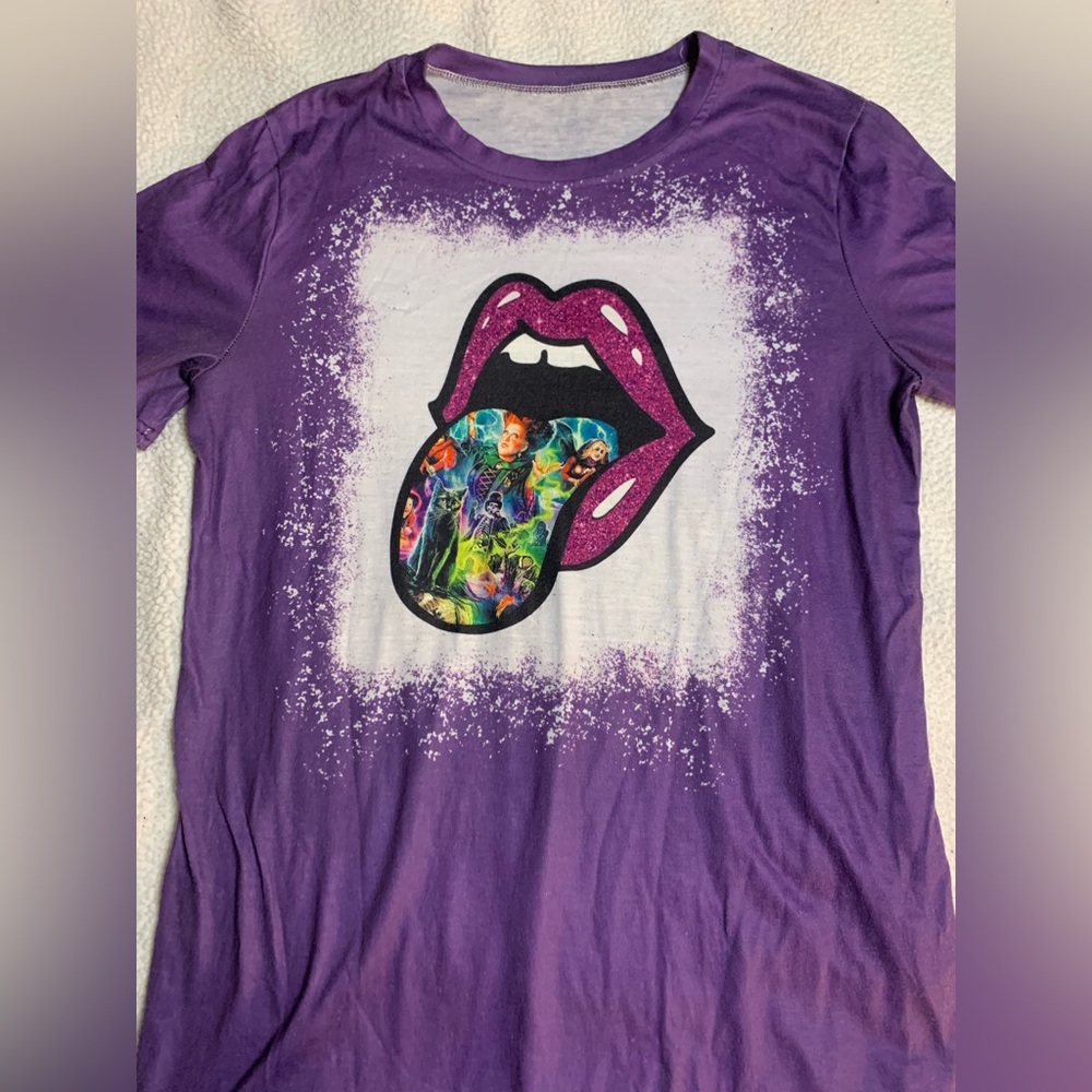 Rolling Stones x Hocus Pocus Halloween tee purple medium short sleeve NEVER WORN